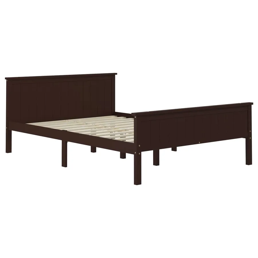 Cadre de lit sans matelas marron foncé pin massif 160x200 cm - 3