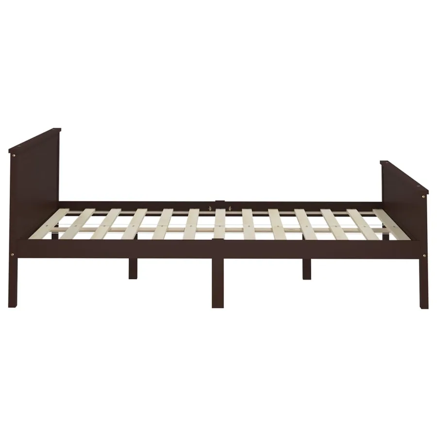 Cadre de lit sans matelas marron foncé pin massif 160x200 cm - 5