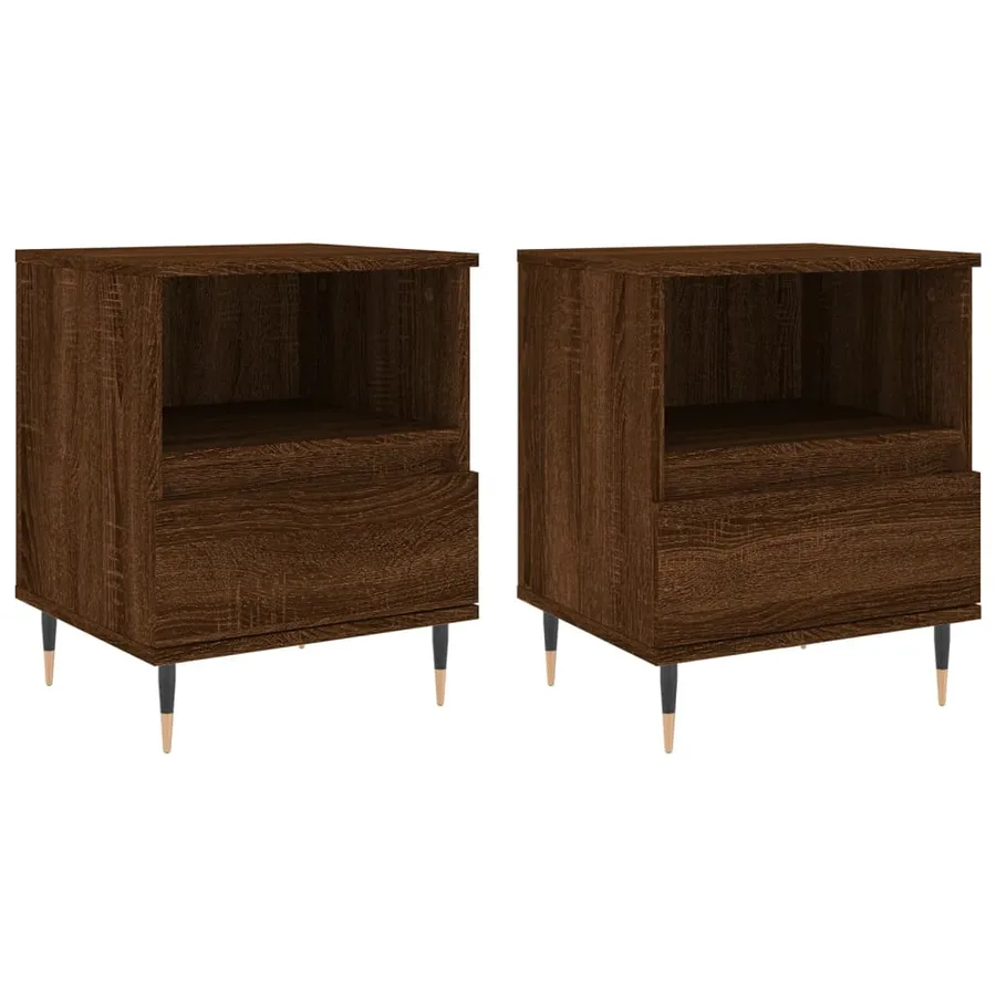 Tables de chevet 2 pcs chêne marron 40x35x50 cm bois ingénierie - 2