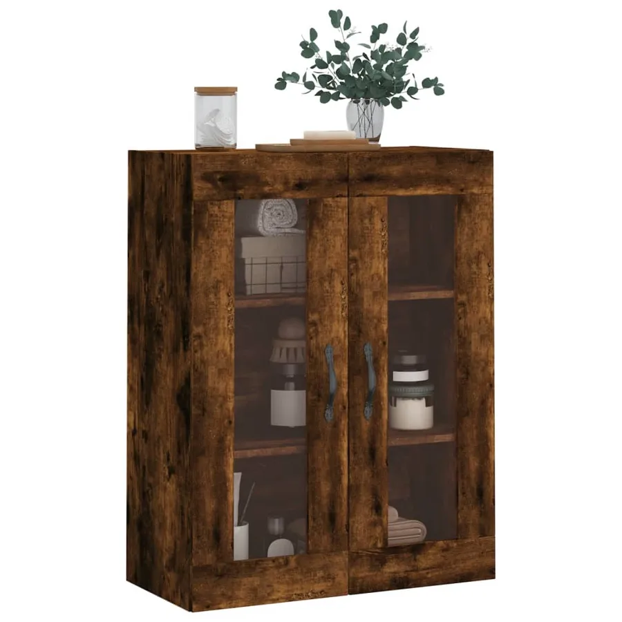 Armoire murale chêne fumé 69,5x34x90 cm bois d'ingénierie - 4