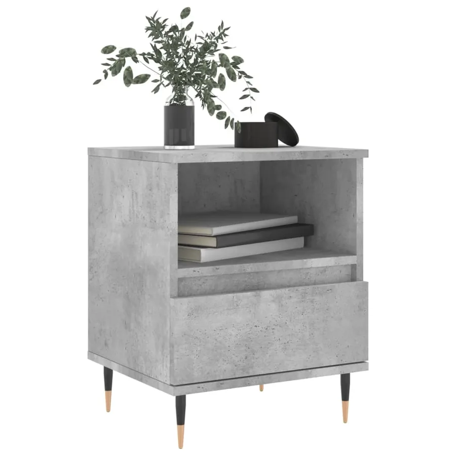 Table de chevet gris béton 40x35x50 cm bois d’ingénierie - 3