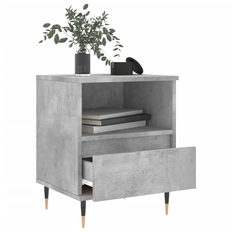 Table de chevet gris béton 40x35x50 cm bois d’ingénierie - 4