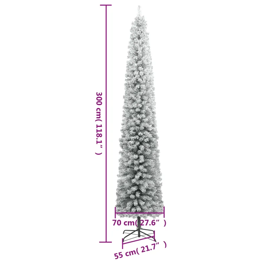 Sapin de Noël mince avec support et flocon de neige 300 cm PVC - 7