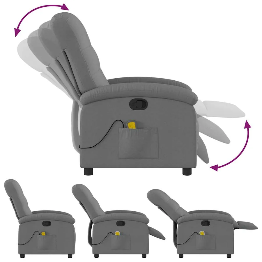 Fauteuil de massage inclinable Gris foncé Tissu - 8