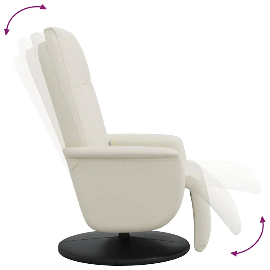 Fauteuil inclinable de massage et repose-pieds crème similicuir - 7