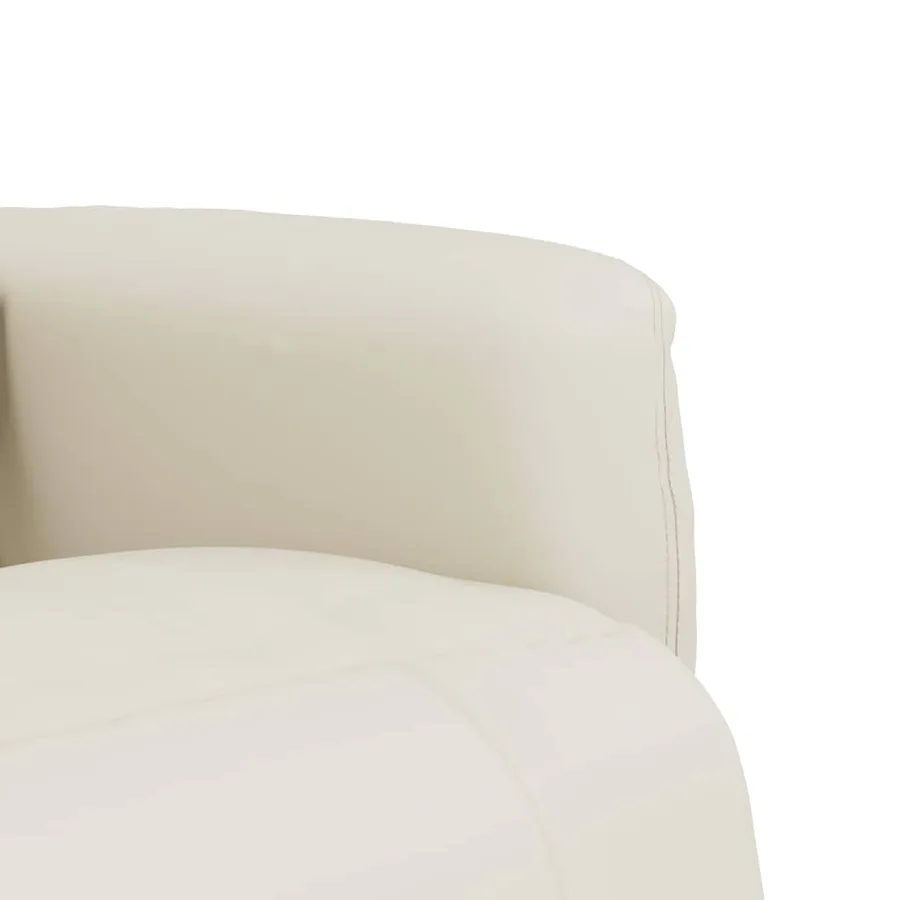 Fauteuil inclinable de massage et repose-pieds crème similicuir - 8