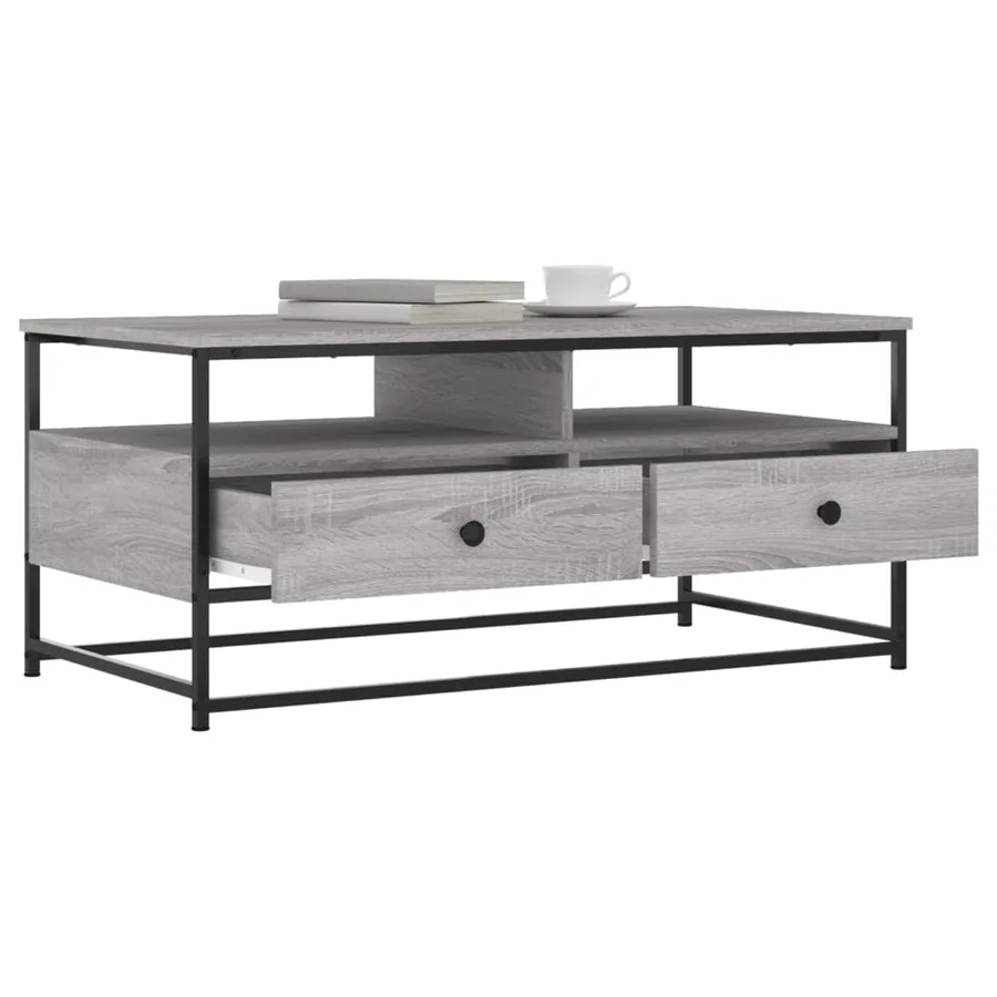 Table basse sonoma gris 100x51x45 cm bois d'ingénierie - 9