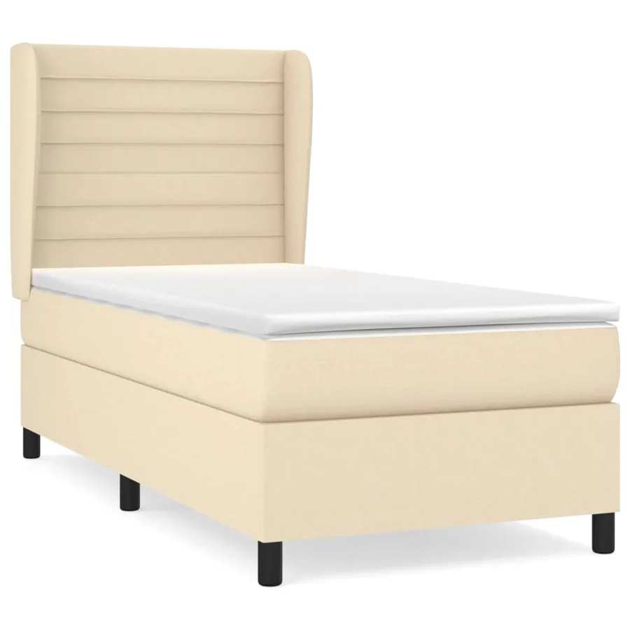 Sommier à lattes de lit avec matelas Crème 100x200 cm Tissu - 2