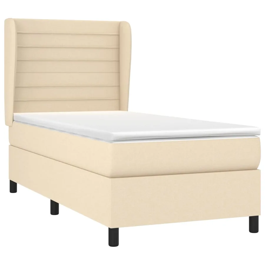 Sommier à lattes de lit avec matelas Crème 100x200 cm Tissu - 3