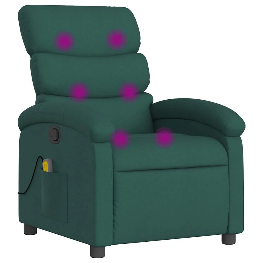 Fauteuil inclinable de massage vert foncé tissu - 2