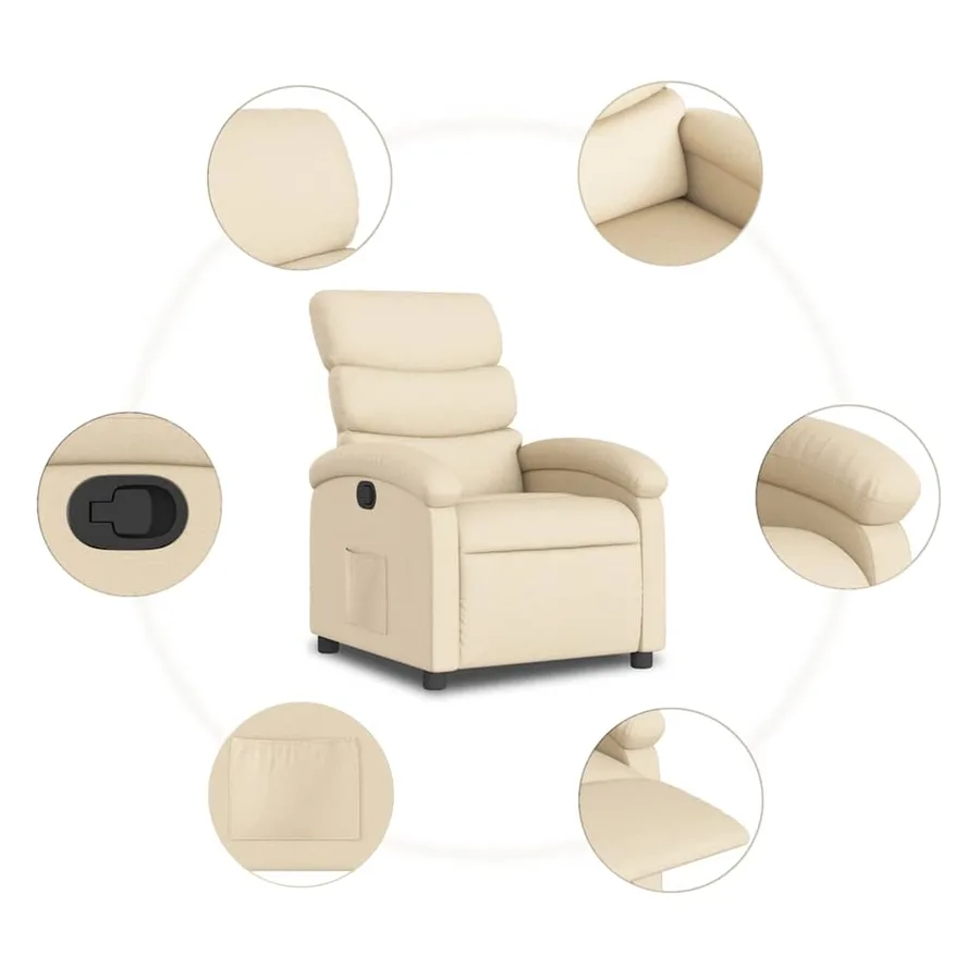 Fauteuil inclinable Crème Tissu - 8