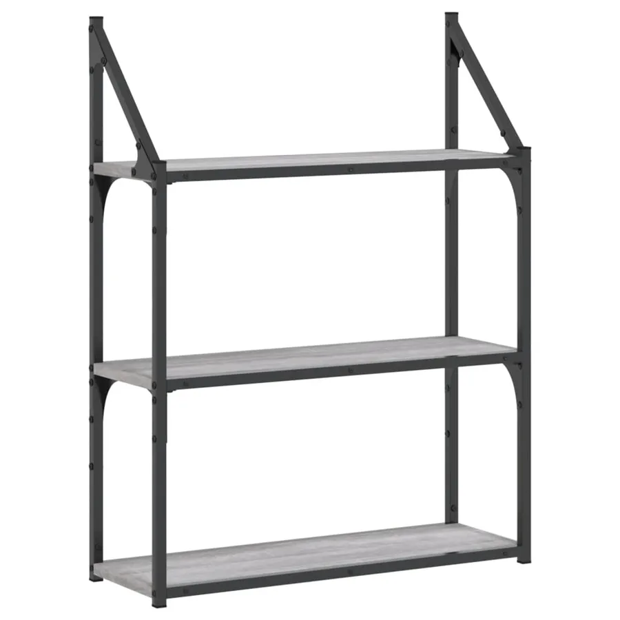 Étagère murale 3 niveaux sonoma gris 60x21x78,5 cm - 2