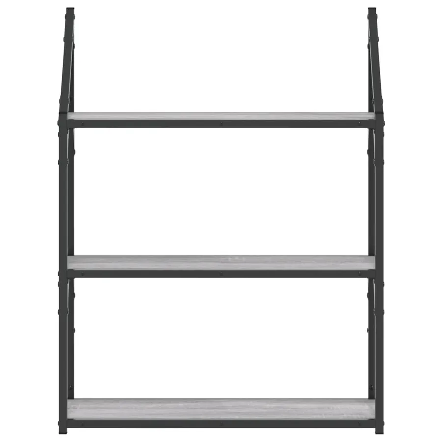 Étagère murale 3 niveaux sonoma gris 60x21x78,5 cm - 4