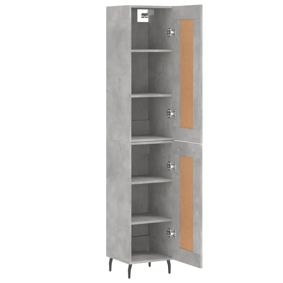 Buffet haut Gris béton 34,5x34x180 cm Bois d'ingénierie - 4