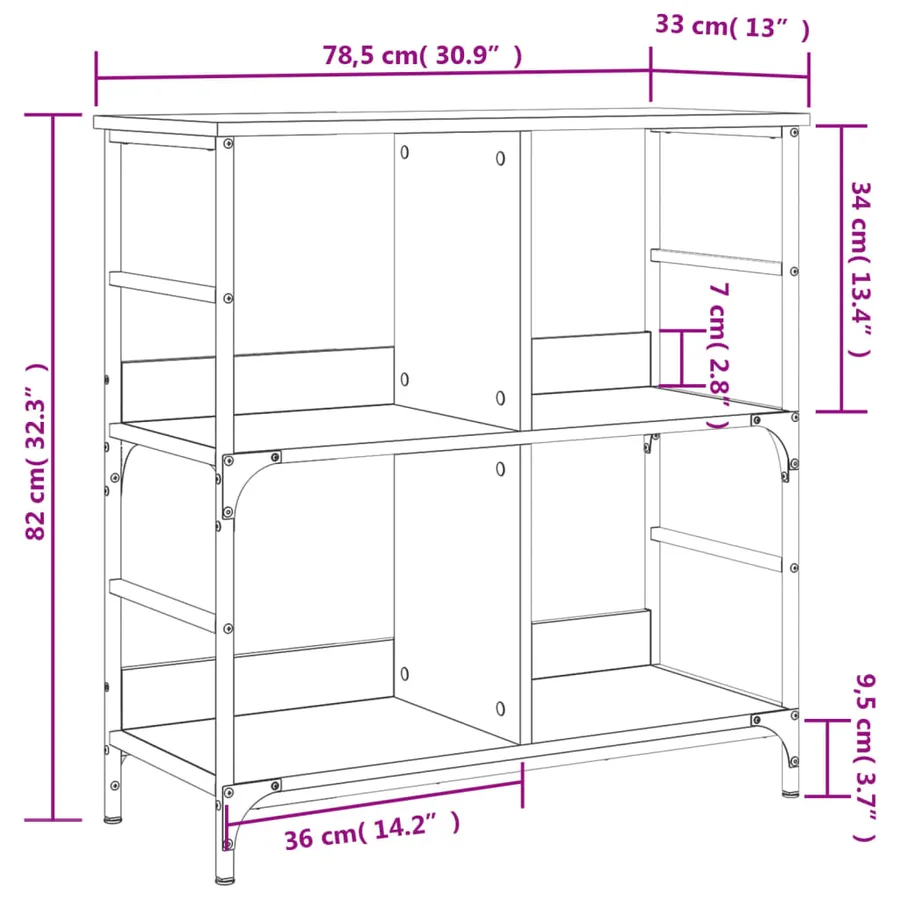 Bibliothèque chêne sonoma 78,5x33x82 cm bois d'ingénierie - 9