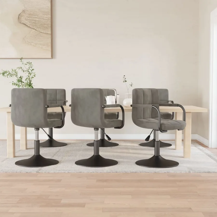 Chaises pivotantes à manger lot de 6 gris clair velours