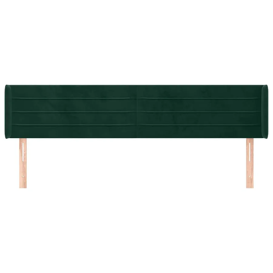 Tête de lit avec oreilles Vert foncé 163x16x78/88 cm Velours - 3