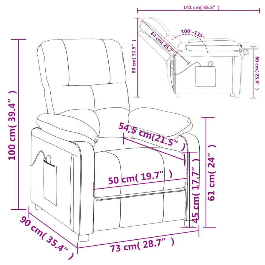 Fauteuil inclinable électrique Vert foncé Tissu - 12