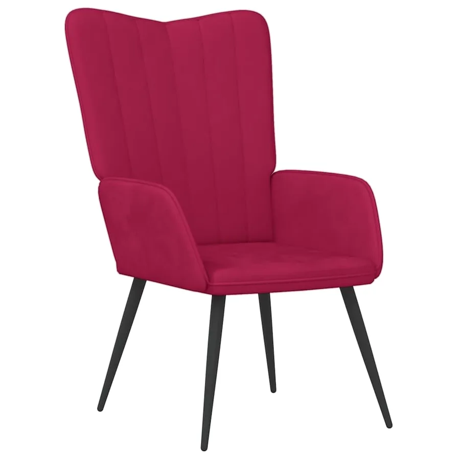 Chaise de relaxation avec tabouret Rouge bordeaux Velours - 6