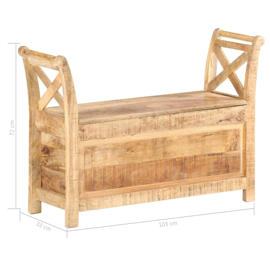 Banc d'entrée 103x33x72 cm Bois de manguier solide - 7