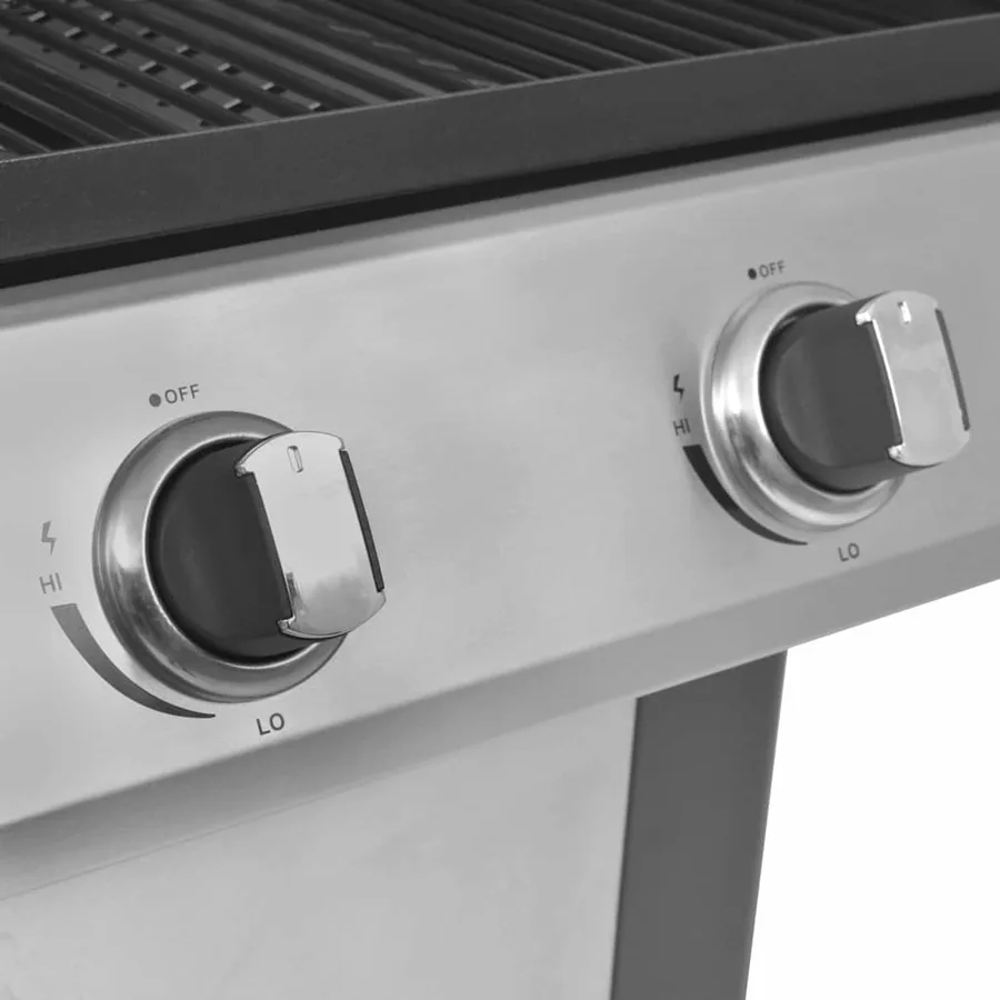 Gril à Gaz avec Brûleur Argenté Acier avec Tuyau en Métal - 6