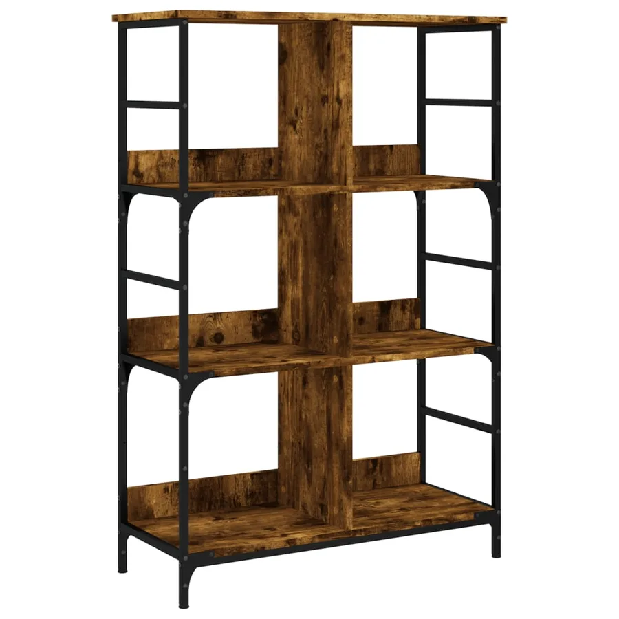 Bibliothèque chêne fumé 78,5x33x117,5 cm bois d'ingénierie - 2