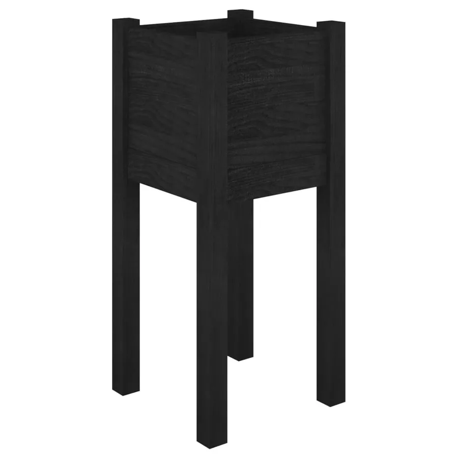 Jardinière d'extérieur Noir 31x31x70 cm Bois de pin massif - 2