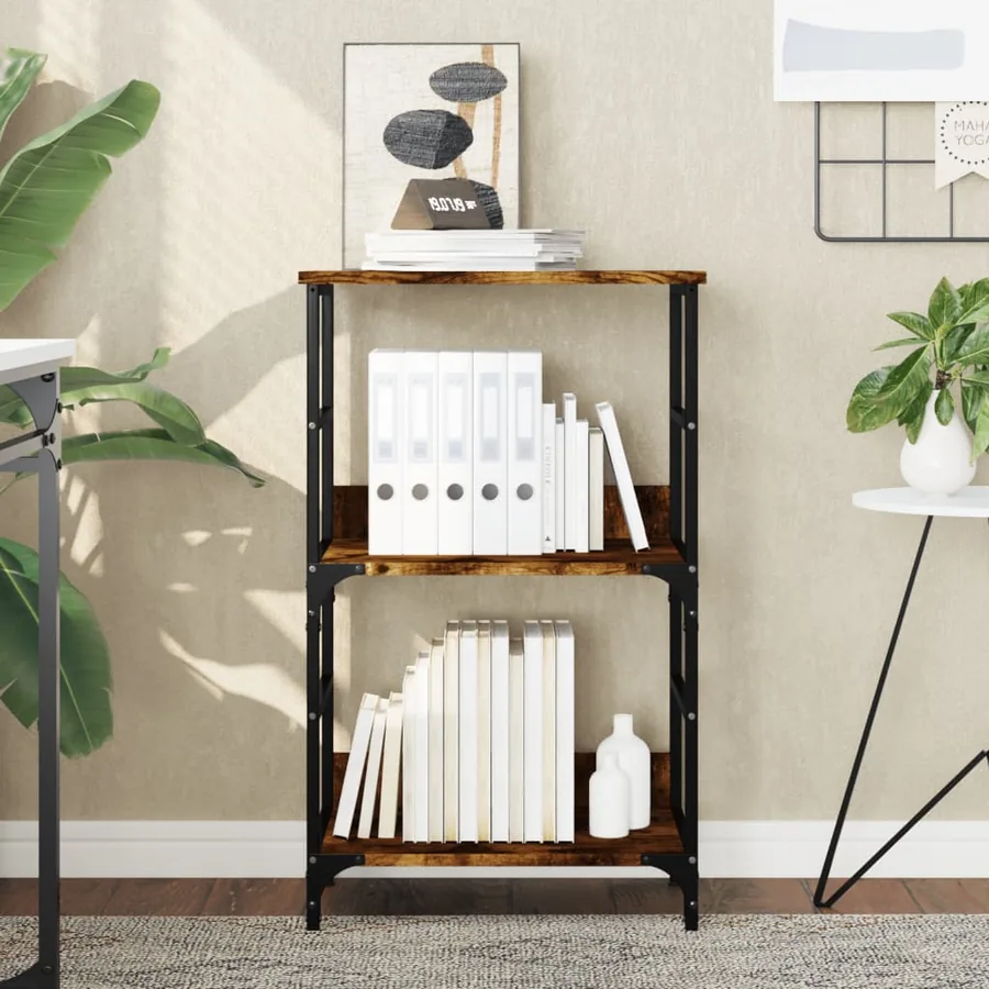 Bibliothèque chêne fumé 50x33x82 cm bois d'ingénierie