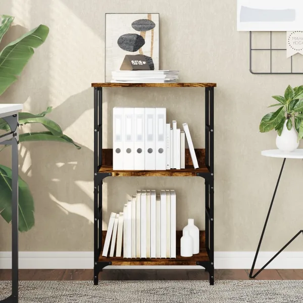 Bibliothèque chêne fumé 50x33x82 cm bois d'ingénierie