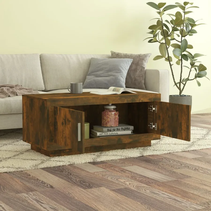 Table basse Chêne fumé 102x50x45 cm Bois d'ingénierie - 3
