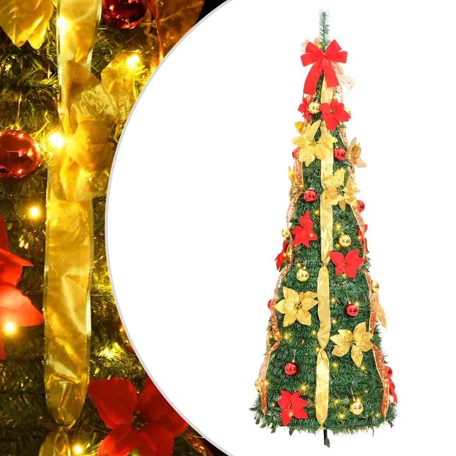 Sapin de Noël artificiel escamotable 100 LED vert 150 cm