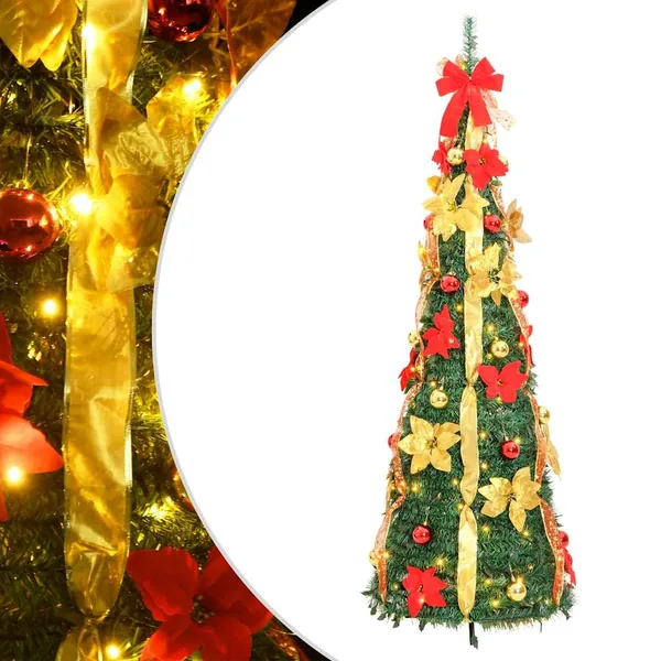 Sapin de Noël artificiel escamotable 100 LED vert 150 cm