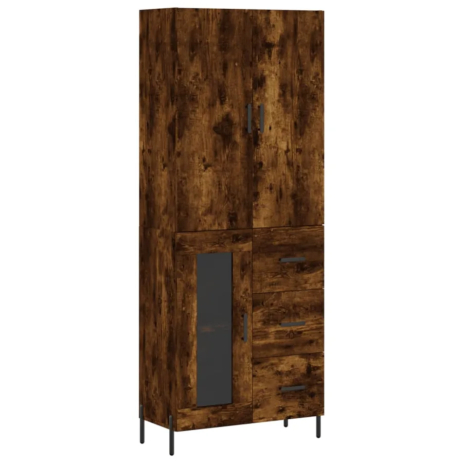 Buffet haut Chêne fumé 69,5x34x180 cm Bois d'ingénierie - 2