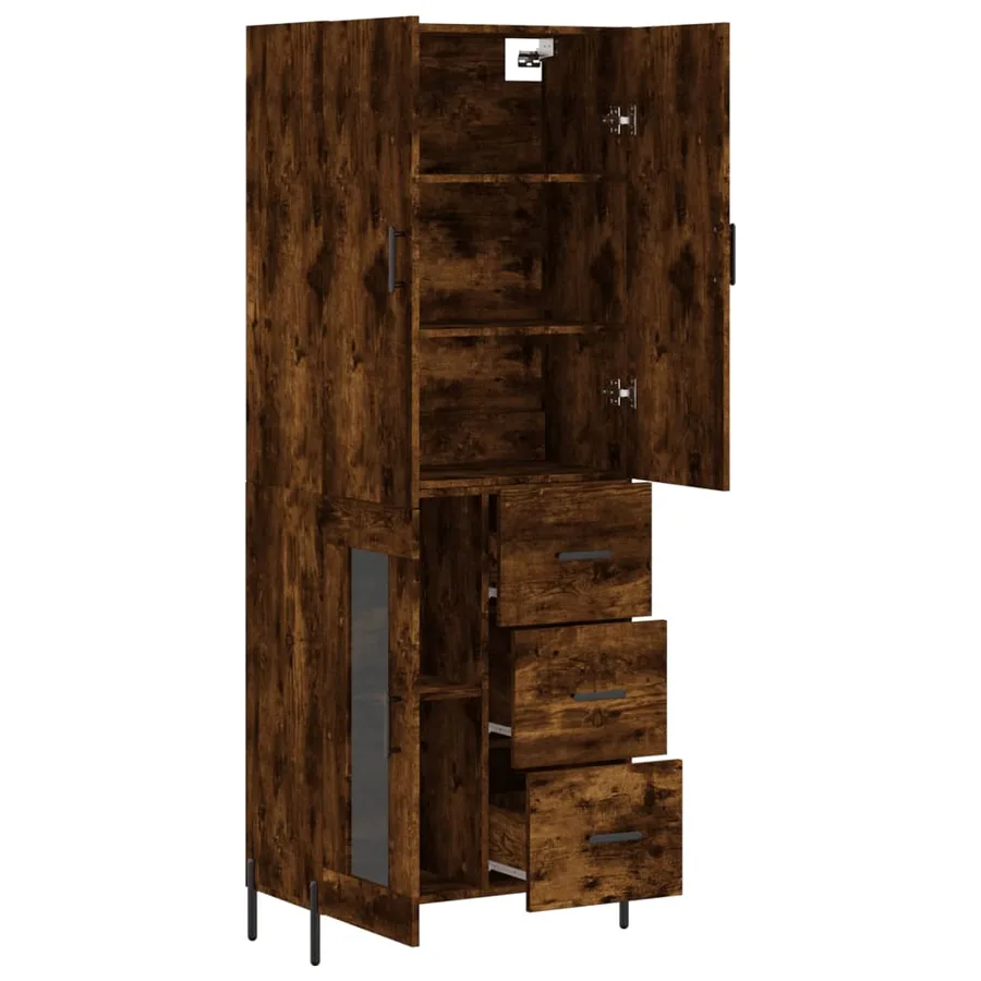 Buffet haut Chêne fumé 69,5x34x180 cm Bois d'ingénierie - 4