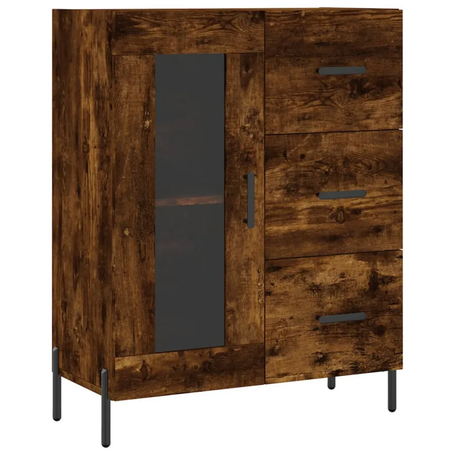 Buffet haut Chêne fumé 69,5x34x180 cm Bois d'ingénierie - 7