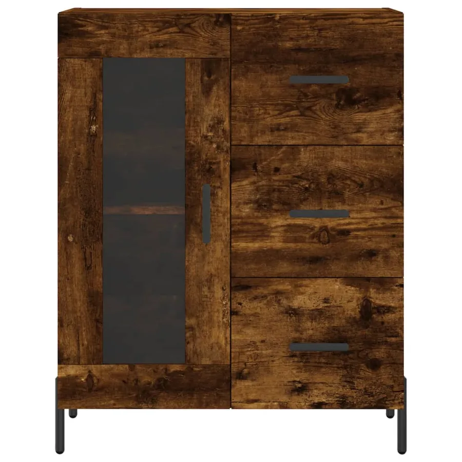 Buffet haut Chêne fumé 69,5x34x180 cm Bois d'ingénierie - 8