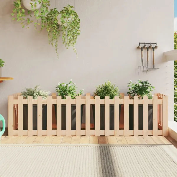 Lit surélevé de jardin design de clôture 200x50x50cm pin massif