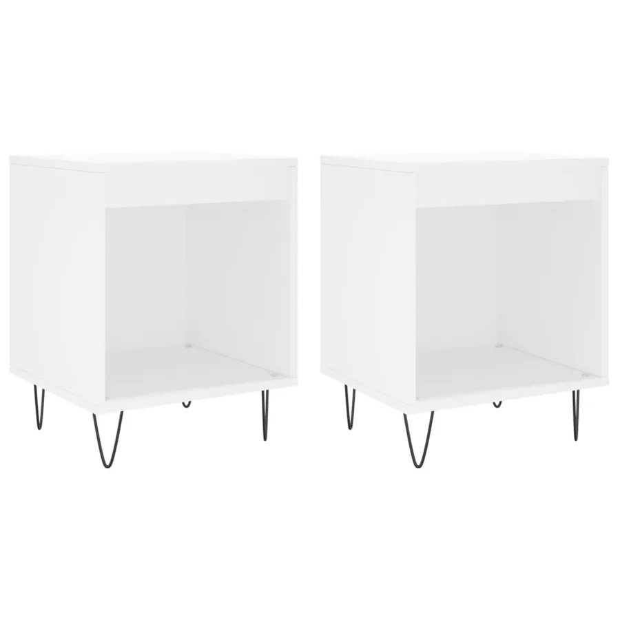 Tables de chevet 2 pcs blanc 40x35x50 cm bois d’ingénierie - 2