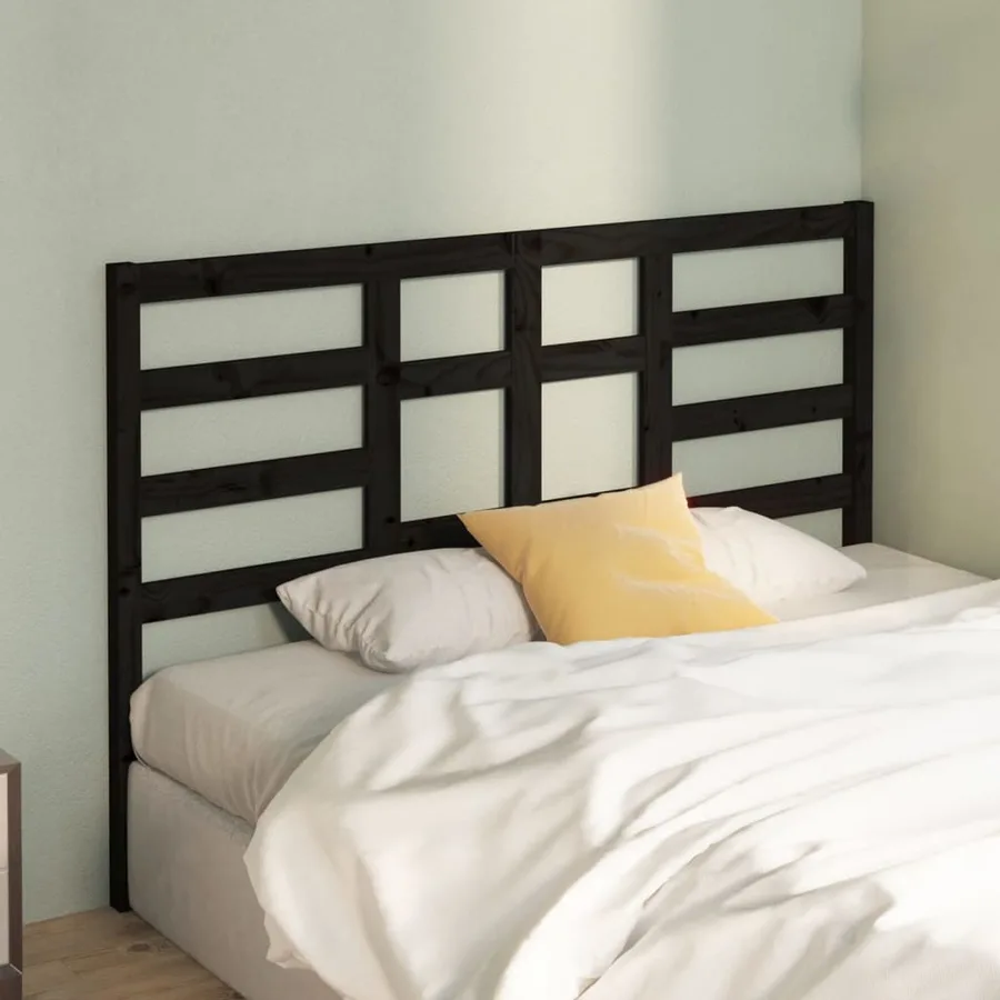 Tête de lit Noir 126x4x104 cm Bois massif de pin - 3