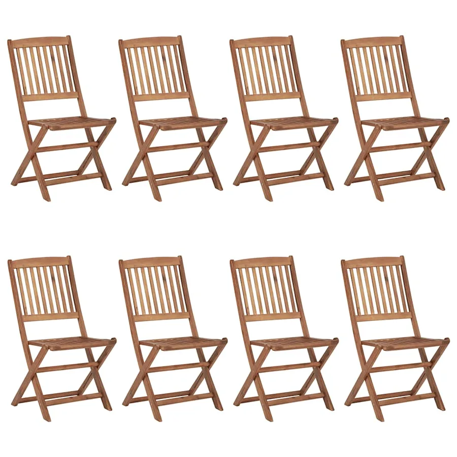 Chaises pliables de jardin lot de 8 avec coussins Bois d'acacia - 2
