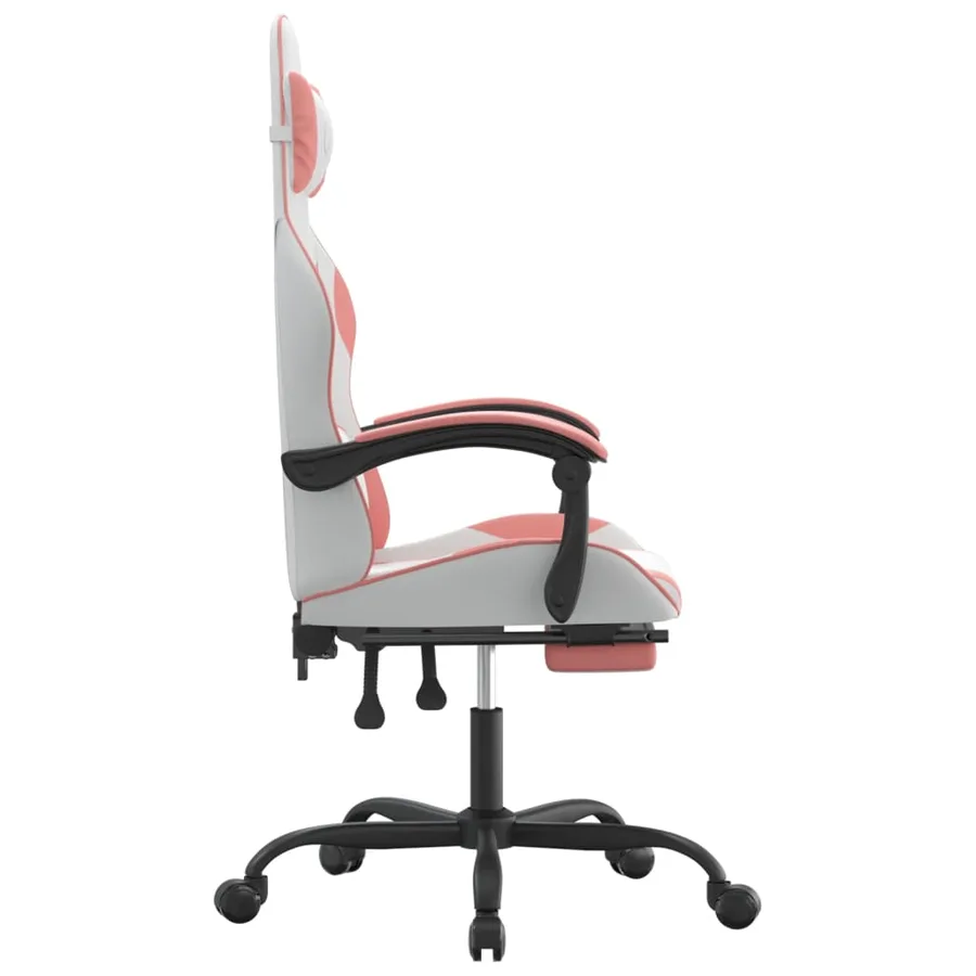 Chaise de jeu avec repose-pied Blanc et rose Similicuir - 4