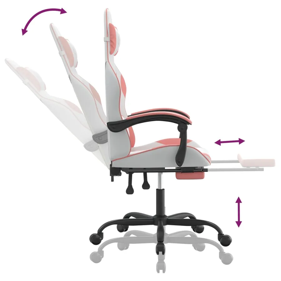 Chaise de jeu avec repose-pied Blanc et rose Similicuir - 7
