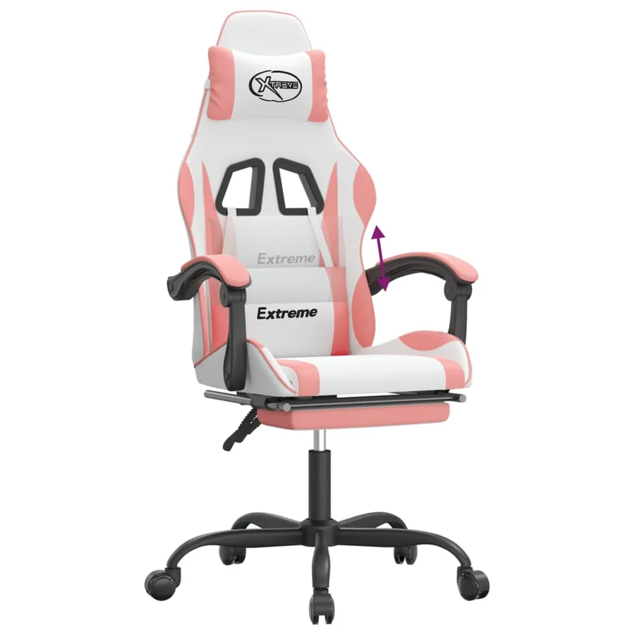 Chaise de jeu avec repose-pied Blanc et rose Similicuir - 8