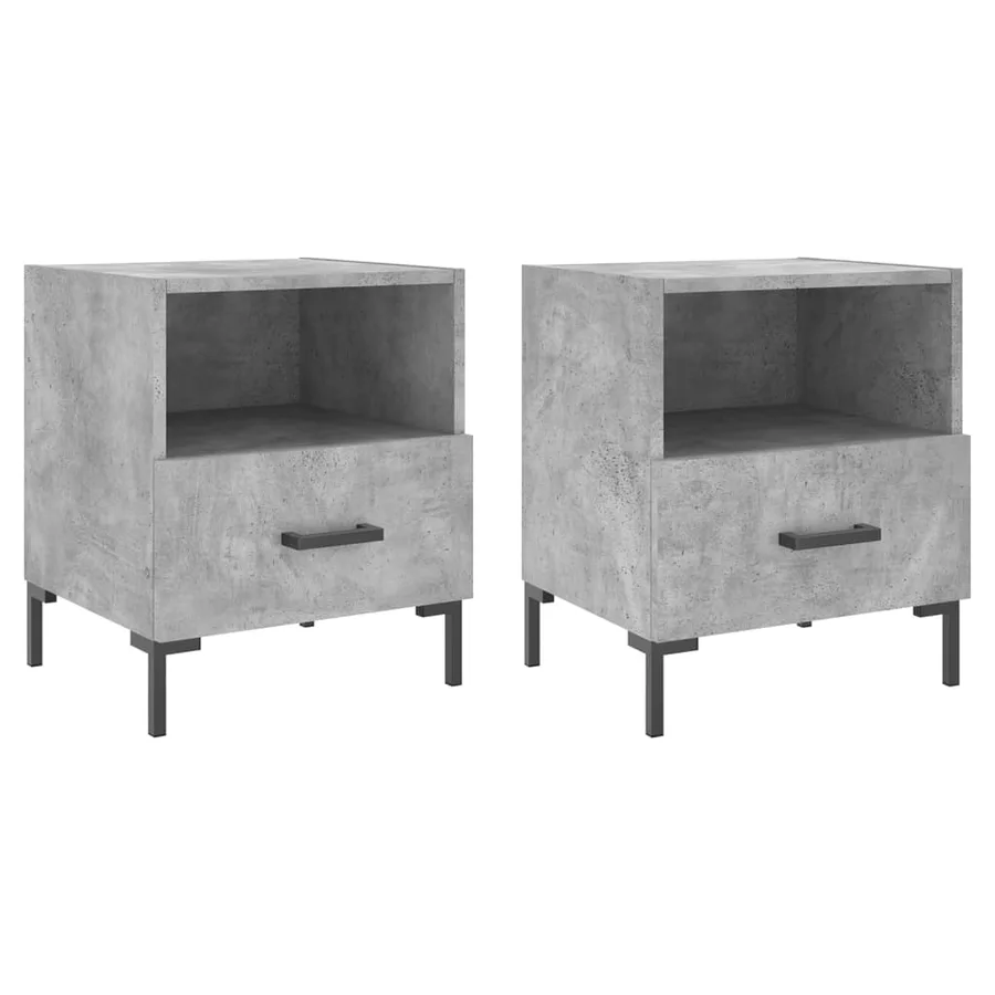 Tables de chevet 2pcs gris béton 40x35x47,5cm bois d’ingénierie - 2