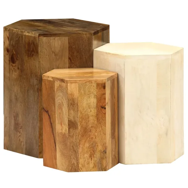 Ensemble de table basse 3 pcs Bois de manguier massif