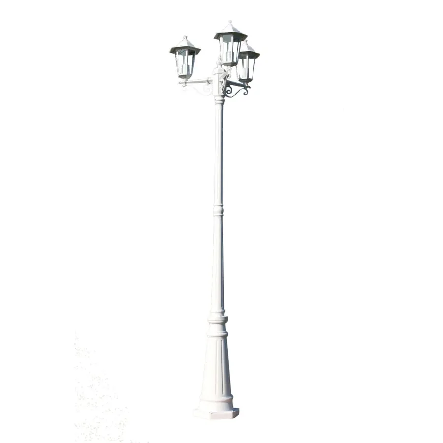 Lampadaire de jardin 3 bras 215 cm Blanc Aluminium - 2