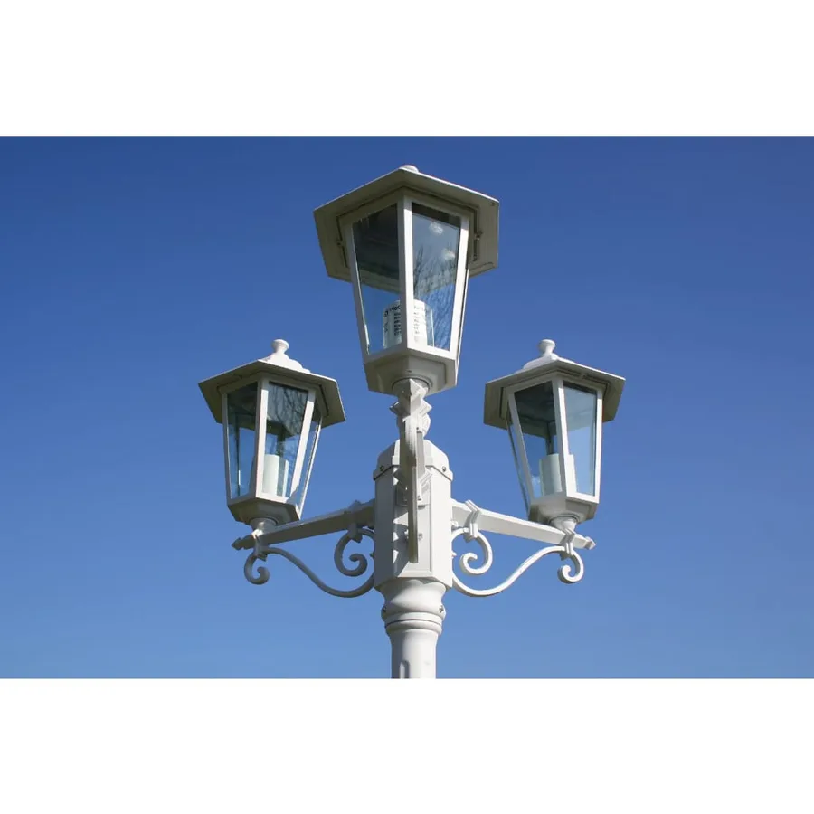 Lampadaire de jardin 3 bras 215 cm Blanc Aluminium - 3