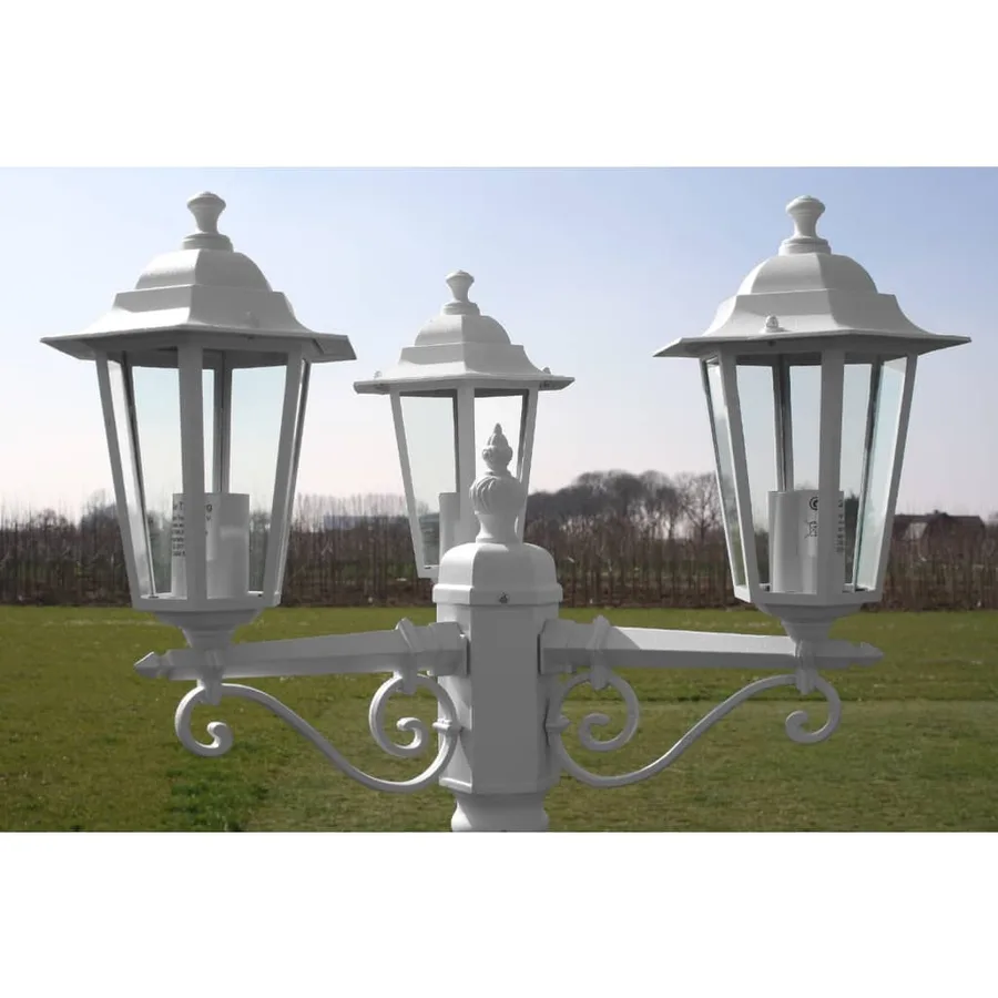 Lampadaire de jardin 3 bras 215 cm Blanc Aluminium - 6
