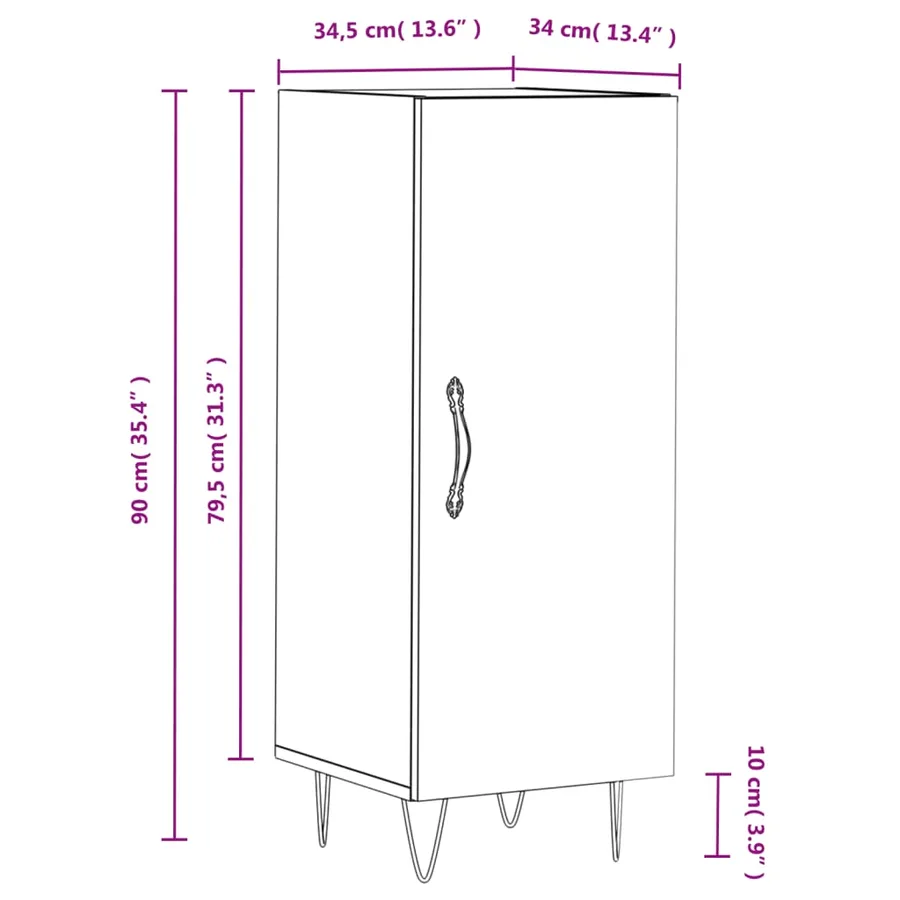 Buffet Gris béton 34,5x34x90 cm Bois d'ingénierie - 13