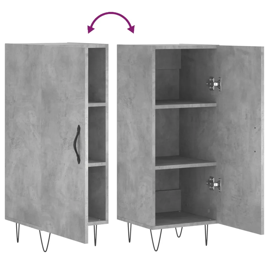 Buffet Gris béton 34,5x34x90 cm Bois d'ingénierie - 9